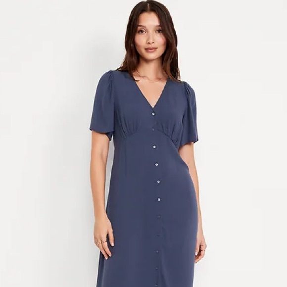 Old Navy Waist Defined Midi Dress in Volcanic Glass - Picture 2 of 3
